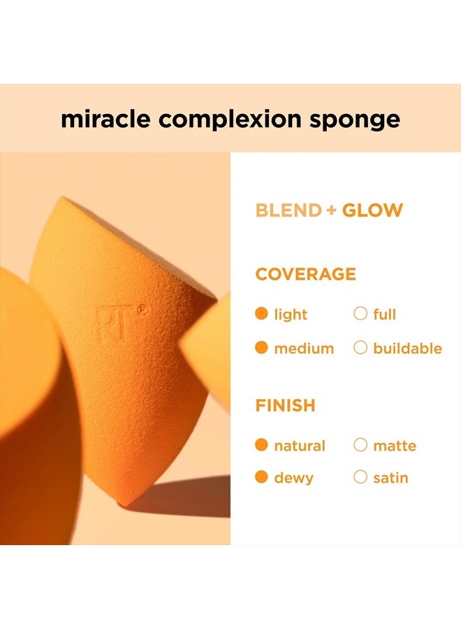 Miracle Complexion Sponge Set 4 Pack, Makeup Blender Sponge For Liquid & Cream Makeup, Buildable Coverage, Foundation Sponge For Natural Base, Mother's Day Gift Set, Latex-Free Foam