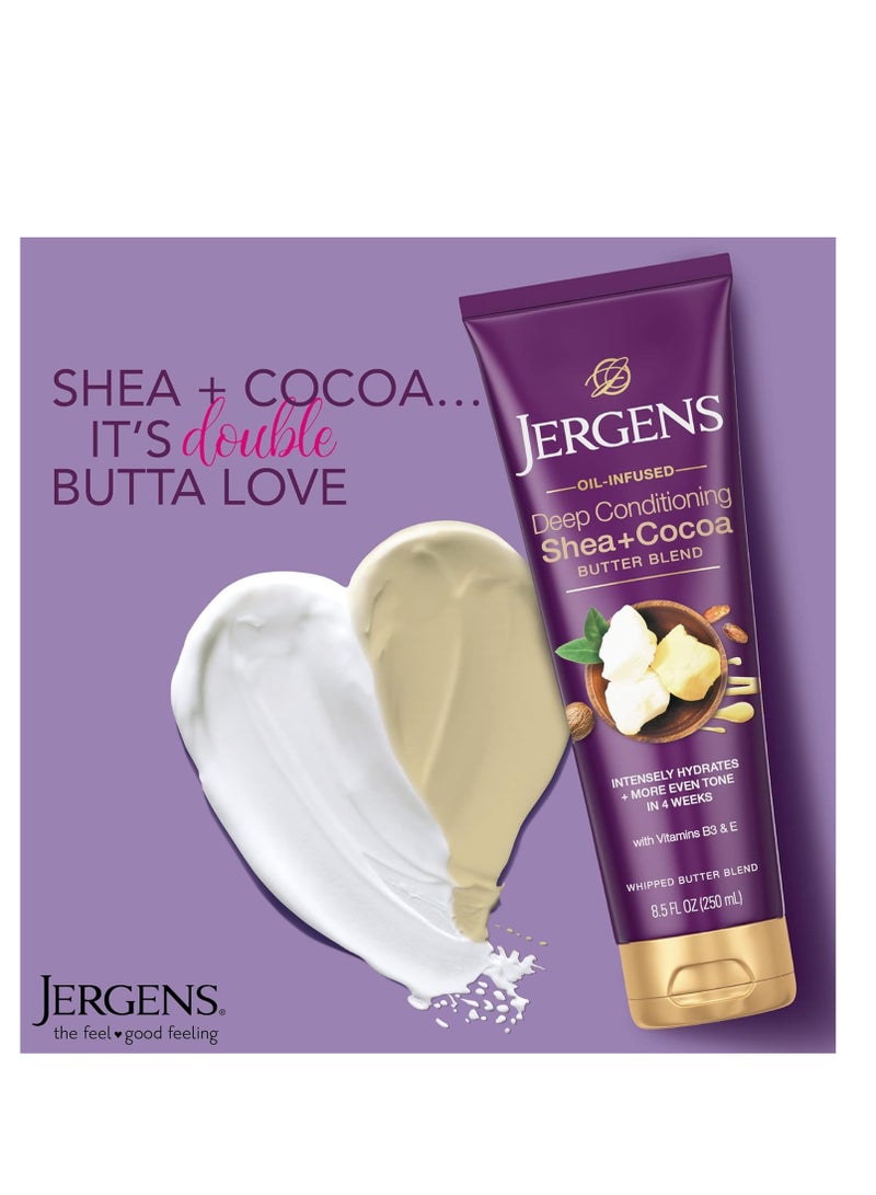 Jergens Shea + Cocoa Butter Body Lotion for Dry Skin, Deep Conditioning Moisturizer, with Vitamins E & B3, 8.5 oz