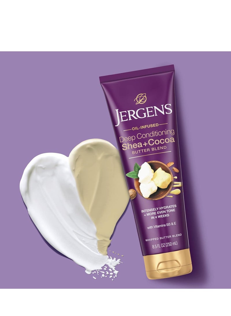 Jergens Shea + Cocoa Butter Body Lotion for Dry Skin, Deep Conditioning Moisturizer, with Vitamins E & B3, 8.5 oz