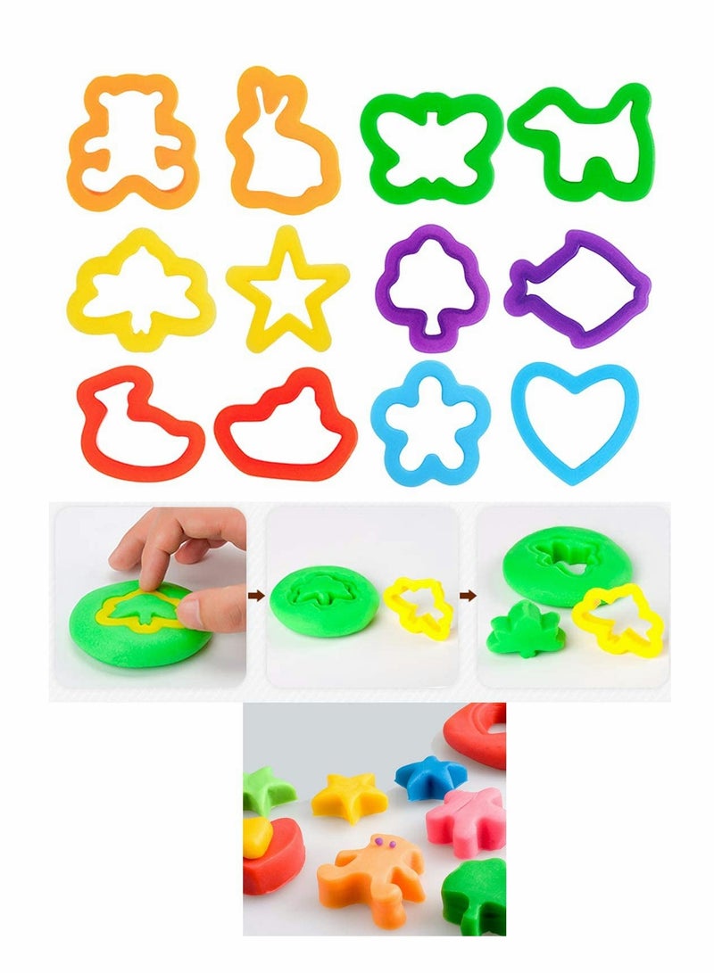 Multi-Color Clay Dough Tools, Play Dough Tools Set for Kids Letter Molds, Numeral Molds Various Plastic Animal Molds for Creative Dough Cutting (Letters Numbers and Basic Shapes 63 Pieces)