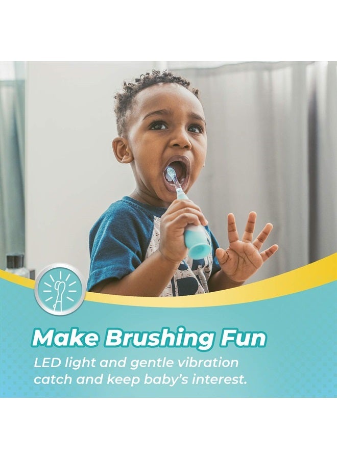 Toddler Sonic Electric Toothbrush for Ages 1-3 Years, Baby Electric Toothbrush with Cute Dino Cover and Smart LED Timer, 4 Brush Heads (Debby)