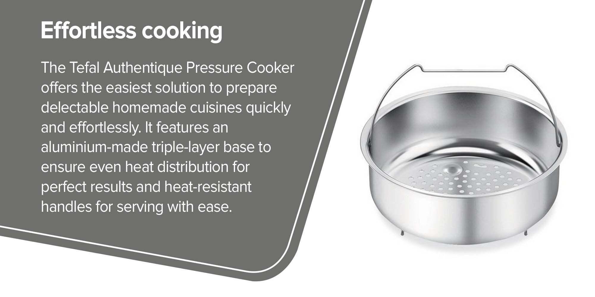 Authentic Pressure Cooker Stainless Steel Silver/Black 6-6.6Liters