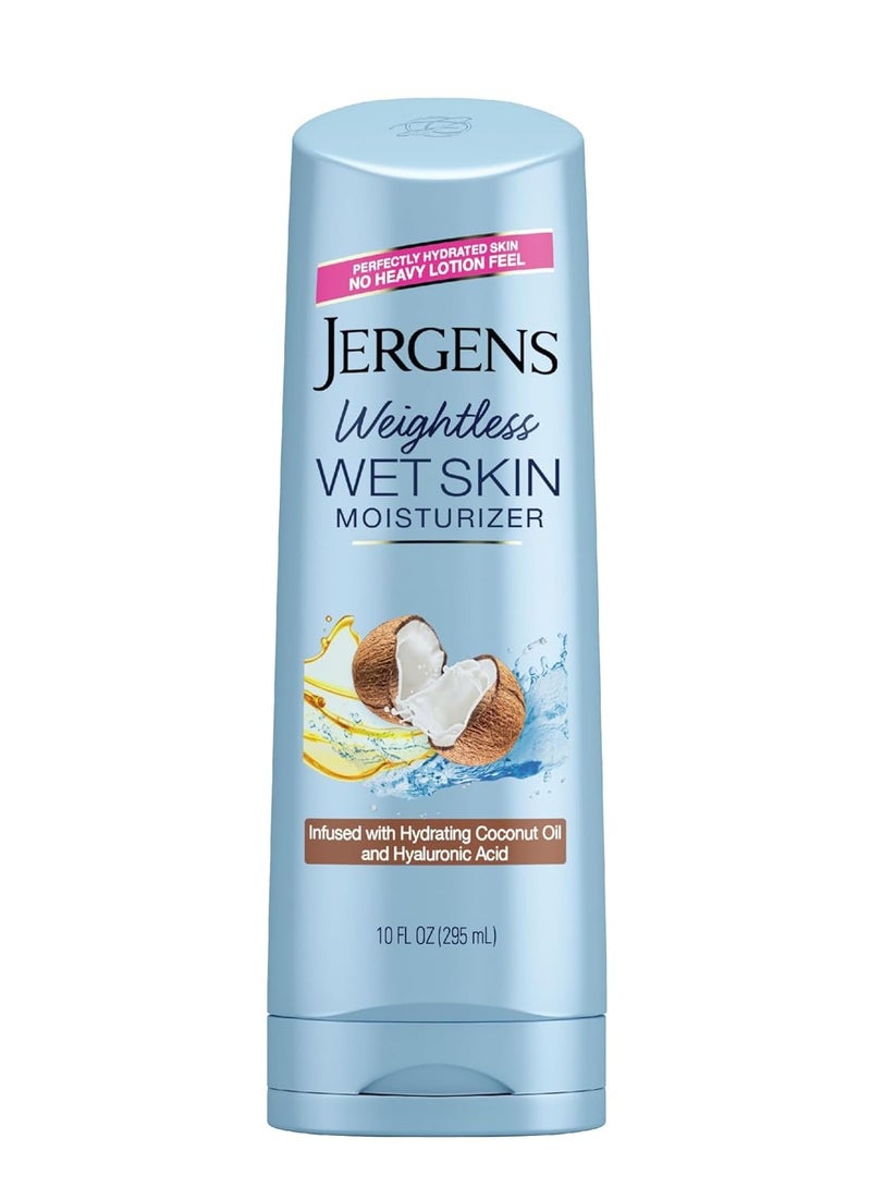 Jergens Wet Skin Body Lotion with Coconut Oil, In Shower Lotion for Dry Skin, Fast-Absorbing, Non-Sticky, Dermatologist Tested, 10 Ounce