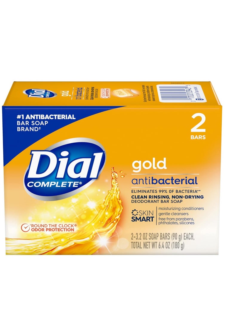 Dial Gold Antibacterial Deodorant Bar Soap, 3.2 Ounce, (Pack of 2)