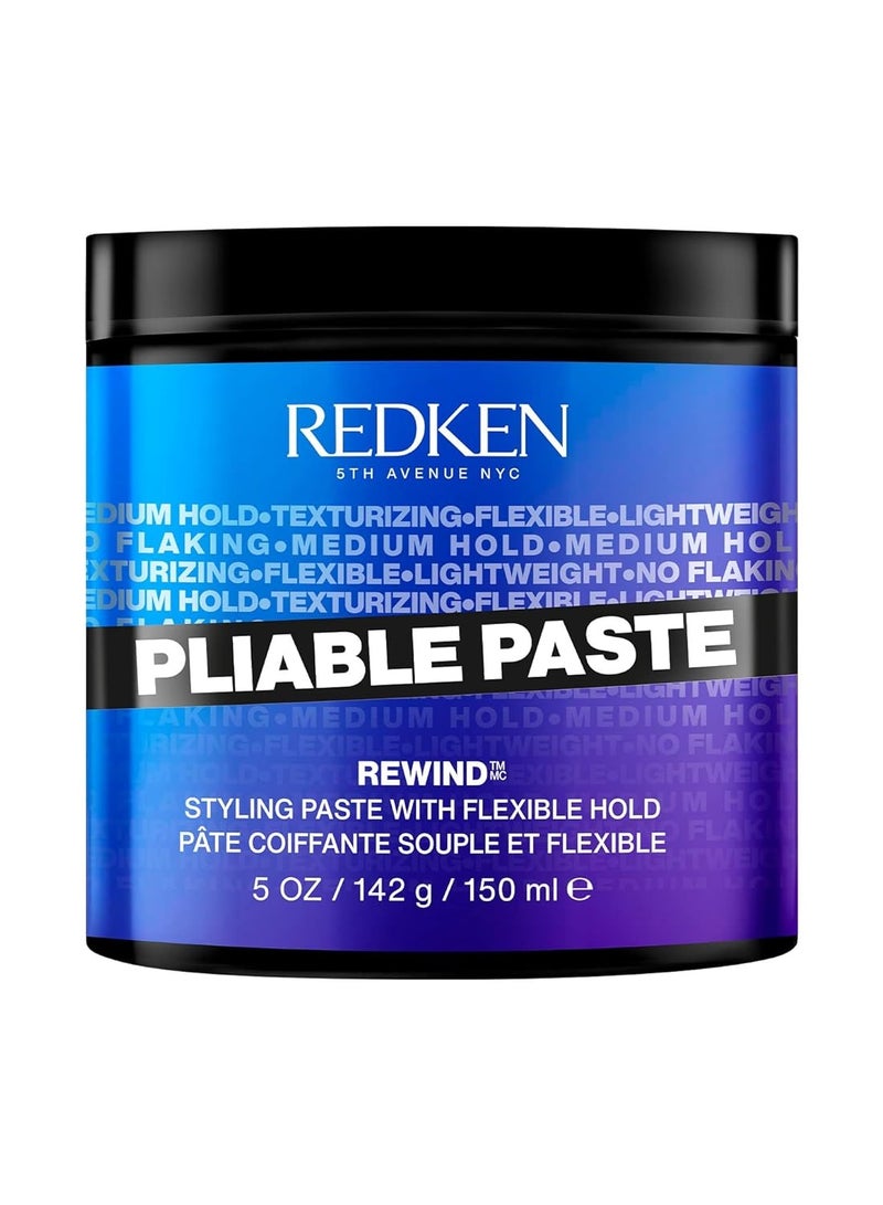 Redken Pliable Paste For Hair Styling with Flexible Hold |Adds Lightweight, Flexible Texture & Moisture | Natural Finish | No Flaking | Medium Hold Control | For All Hair Types | 5 Oz