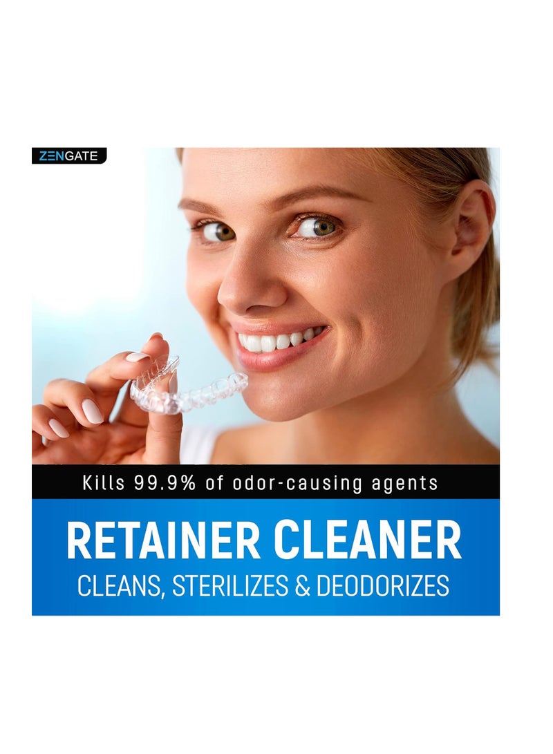 Retainer Cleaner Tablets - Quick 3-Minute Clean for Dentures, Mouth Guards, Aligners, and Night Guards - 120 Dental Cleansing Tablets - FSA HSA Approved Dental Appliance Cleanser