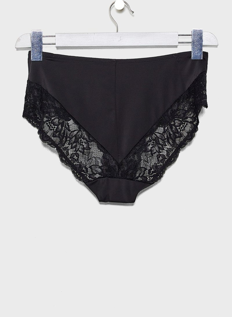 Lace Detail High Leg Brief