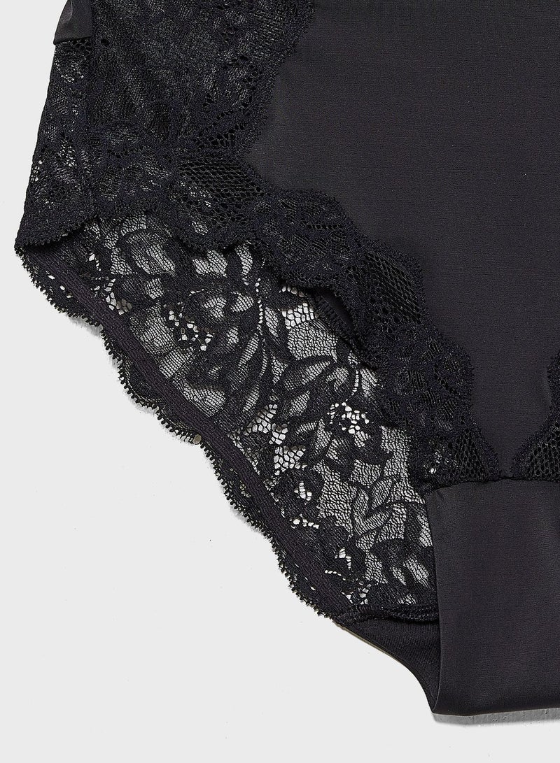 Lace Detail High Leg Brief