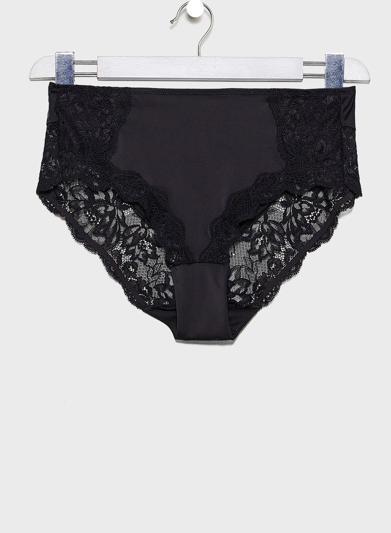 Lace Detail High Leg Brief