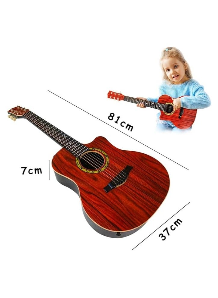 UKR 32-Inch 6-String Angle Wood Guitar for Kids Age 3+ – Maroon Music Learning Guitar | Perfect Starter Instrument for Young Musicians | Child-Friendly Acoustic Guitar for Early Music Education & Play