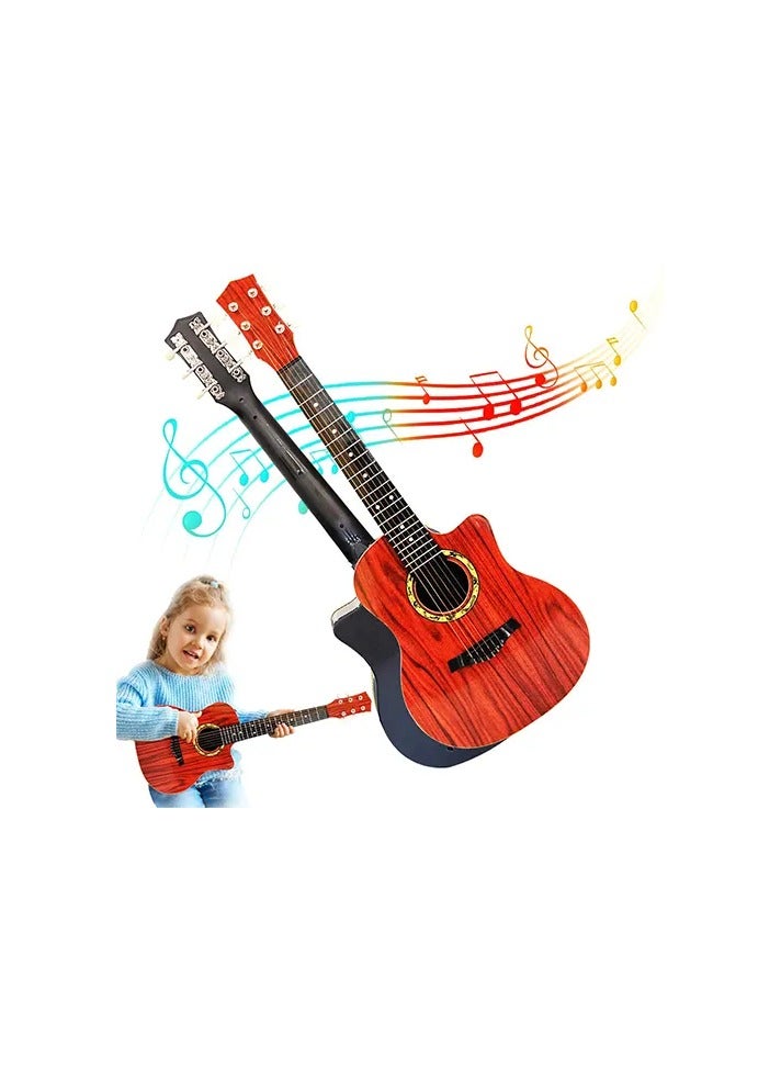 UKR 32-Inch 6-String Angle Wood Guitar for Kids Age 3+ – Maroon Music Learning Guitar | Perfect Starter Instrument for Young Musicians | Child-Friendly Acoustic Guitar for Early Music Education & Play