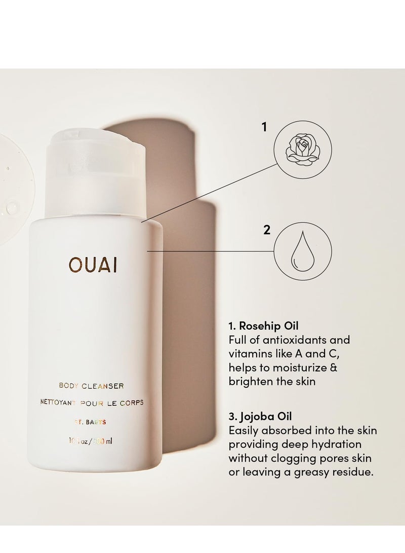 OUAI Body Cleanser, St. Barts - Foaming Body Wash with Jojoba Oil and Rosehip Oil to Hydrate, Nurture, Balance and Soften Skin - Paraben, Phthalate and Sulfate Free Skin Care Products - 10 Oz