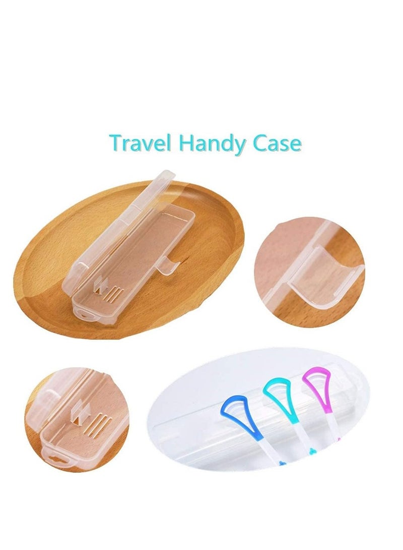 Tongue Scraper Cleaner 100% BPA Free Tongue Scrapers with Travel Handy Case for Adults, Kids, Healthy Oral Care, Easy to Use, Help Fight Bad Breath (4 PACK)