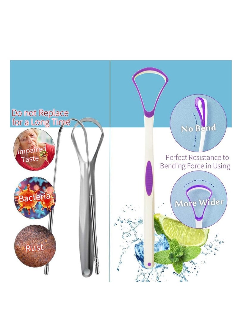 Tongue Scraper Cleaner 100% BPA Free Tongue Scrapers with Travel Handy Case for Adults, Kids, Healthy Oral Care, Easy to Use, Help Fight Bad Breath (4 PACK)