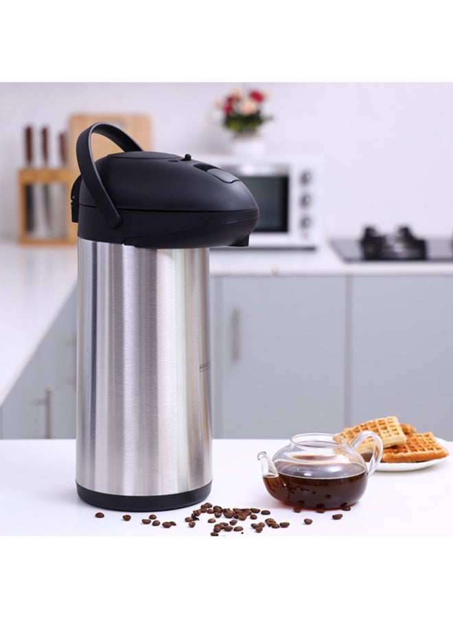 5L Airpot Flask Double Wall Vacuum Insulation Durable Stainless Steel Inner Pot 17.2X43Cm Multicolor Silver/Black