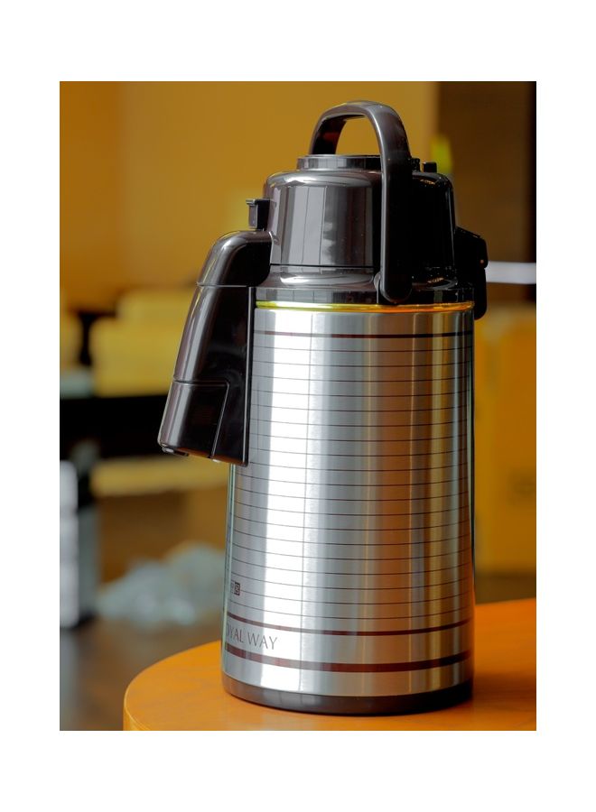 Airpot Flask, Double Wall Vacuum Insulation, 3L, RF10725 | 360 Rotating Base | Portable & Leak-Resistant | Pump Flask for Hot/ Cold Drinks, Tea, Coffee Silver