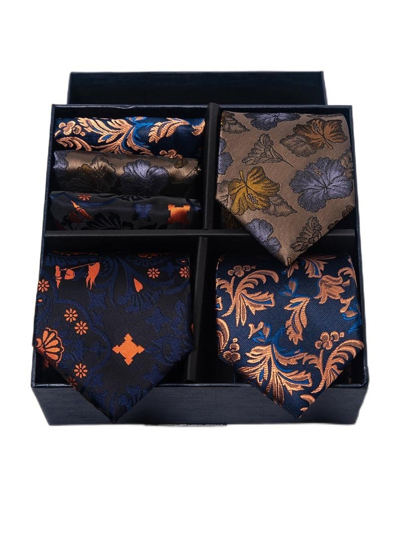 6pcs men's gift box set 3 ties 3 chest scarves fashion business tie square scarf set