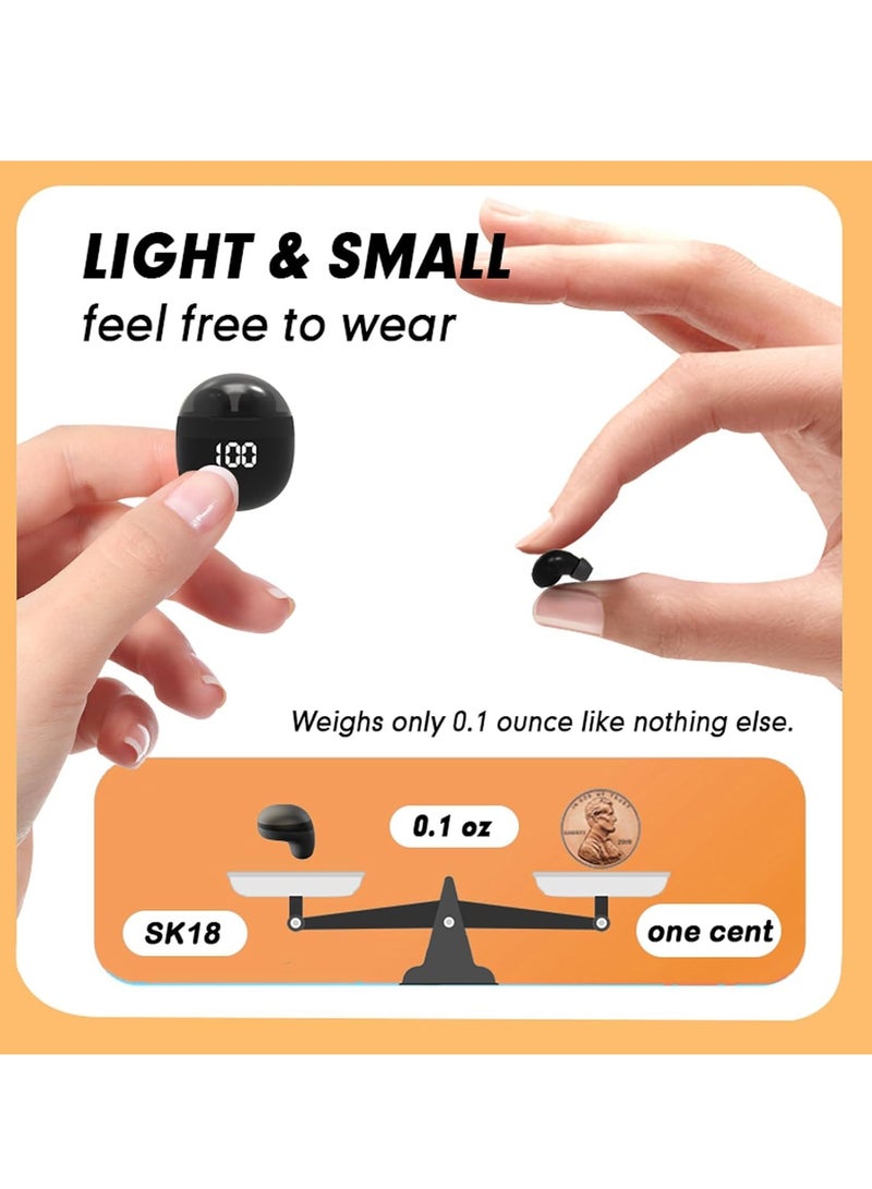 Invisible Mini Earbuds Wireless Low Profile Micro Smallest Tiny Discreet Hidden Earbuds for Work Small Headphones Invisible Sleep Wireless Earphone Small Ear Canals