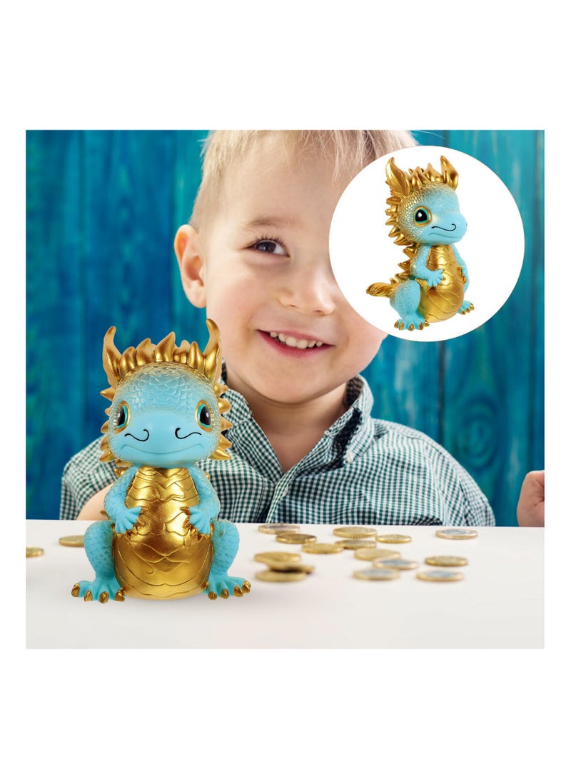 Dragon Shaped Bank Unbreakable Coin Chinese New Year Zodiac Saving Jar Ancient Animal Collectible for Good Luck Prosperity Golden