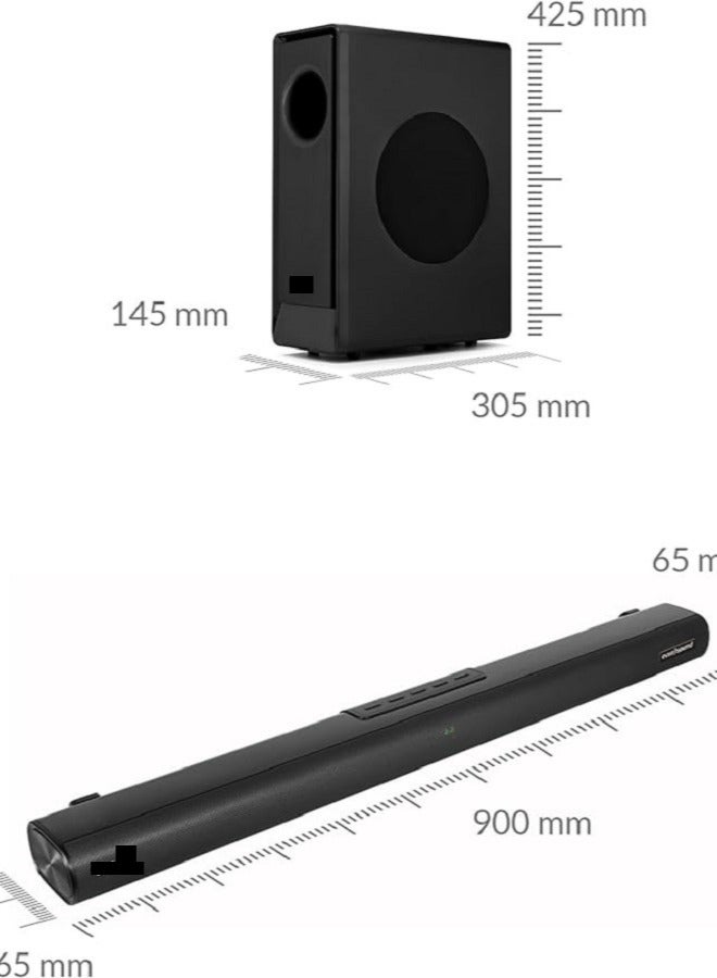 2.1ch Soundbar With Wireless Subwoofer, HDMI Bluetooth 5 And LED Display 240W Black EVAUD-SB241B , Wireless Bluetooth Soundbar (Black)