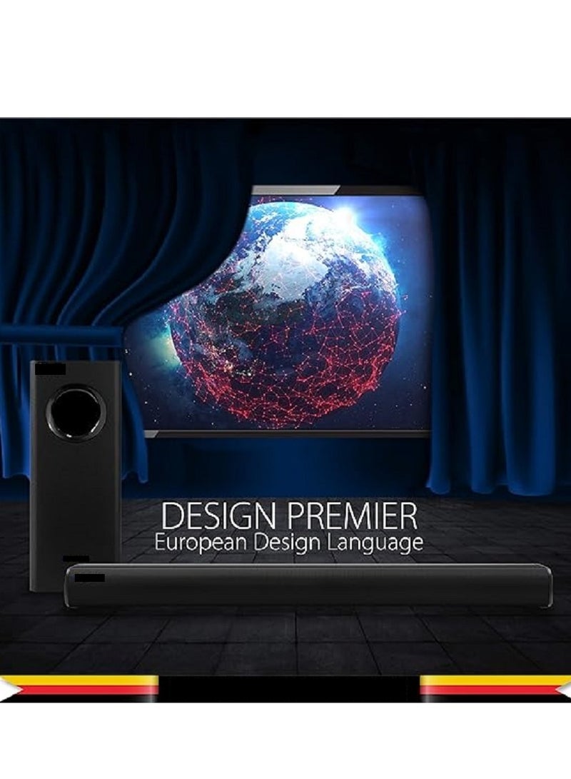 2.1ch Soundbar With Wireless Subwoofer, HDMI Bluetooth 5 And LED Display 240W Black EVAUD-SB241B , Wireless Bluetooth Soundbar (Black)