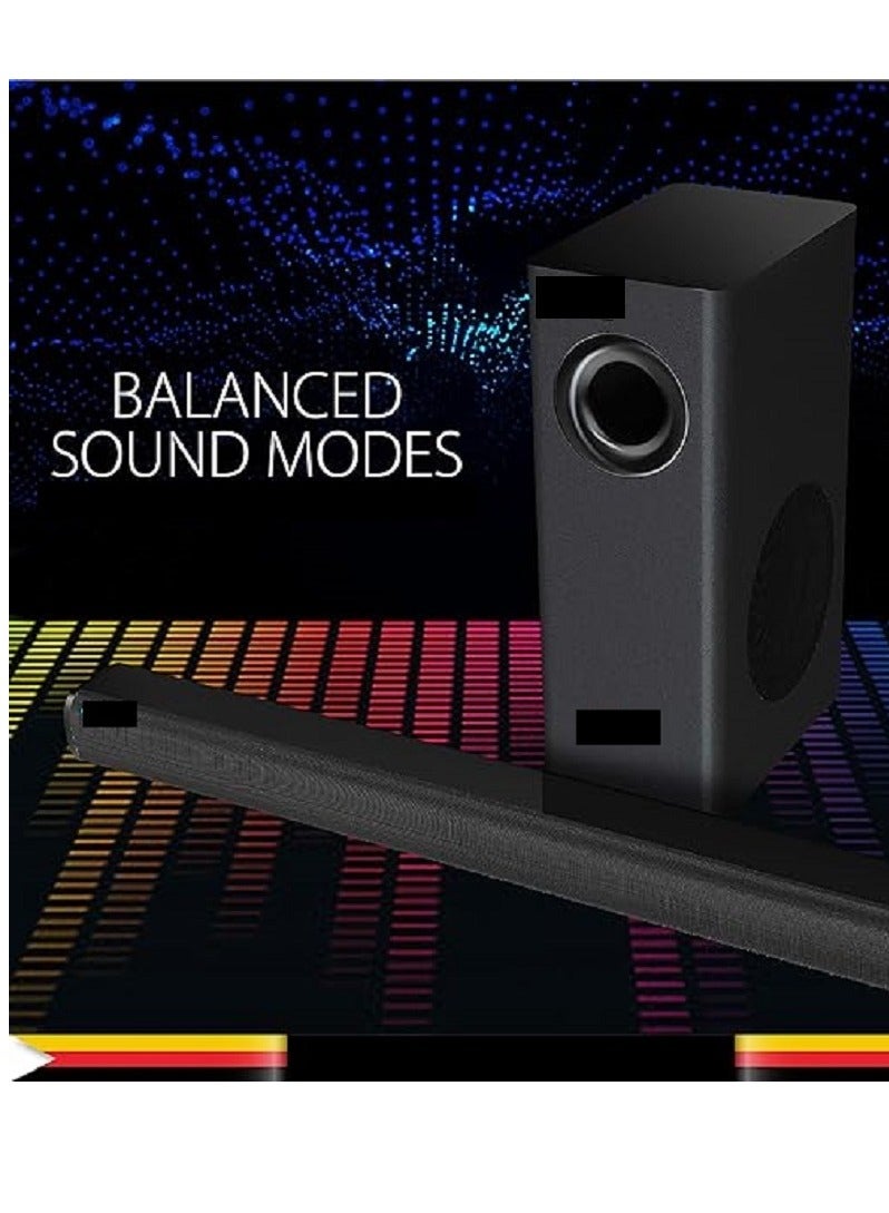 2.1ch Soundbar With Wireless Subwoofer, HDMI Bluetooth 5 And LED Display 240W Black EVAUD-SB241B , Wireless Bluetooth Soundbar (Black)