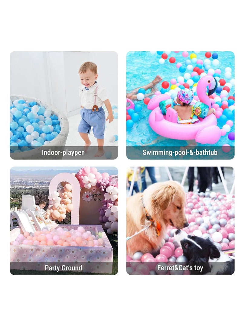 100pcs Star and Ball Shaped Pit Balls for Kids - BPA Free, Crush Proof Plastic Toy Balls in Macaron Colors - Perfect for Birthday Parties, Pools, Tents - Includes PVC/Mesh Storage Bag
