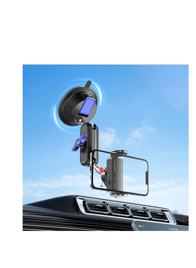 Car Photography Phone Mount Stabilizer, Universal Phone Holder Car, Metal Anti-shake POV View for Navigation, Live Streaming Self-recording and Video Driving, Fit for iPhone Samsung Android