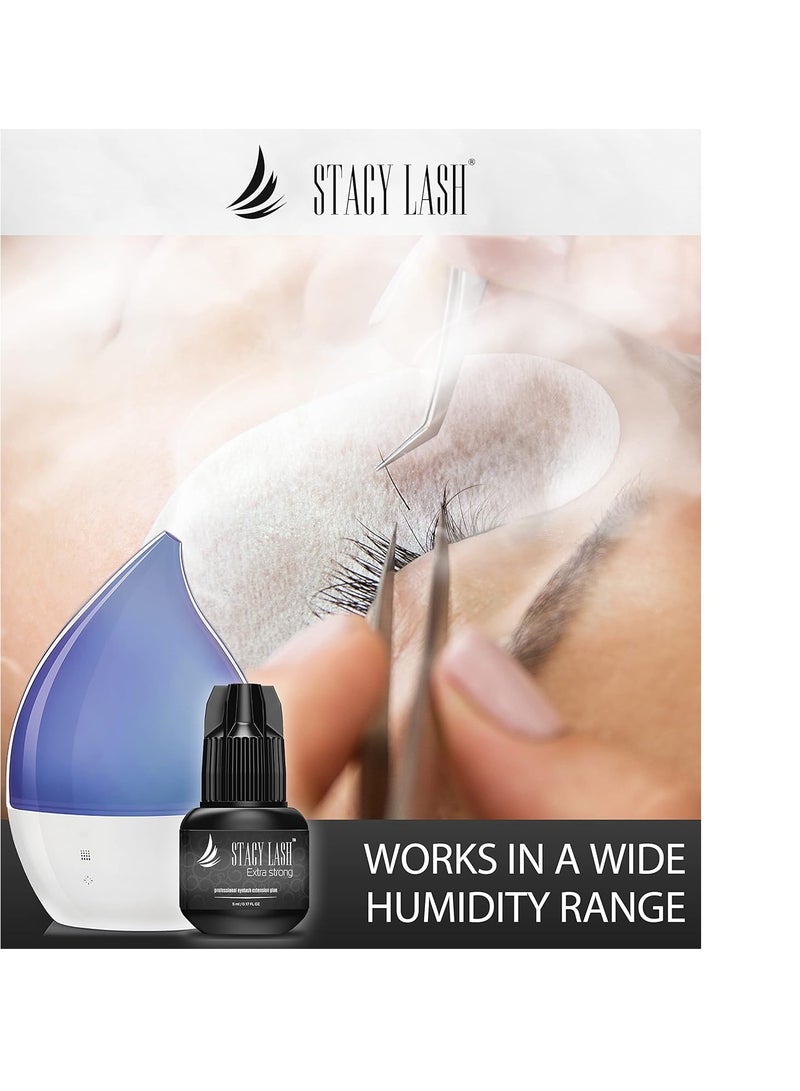 Extra Strong Eyelash Extension Glue Stacy Lash (0.17fl.oz / 5ml) / 0.5-1 Sec Dry/Retention – 8 Weeks/Black Adhesive/Professional Supplies