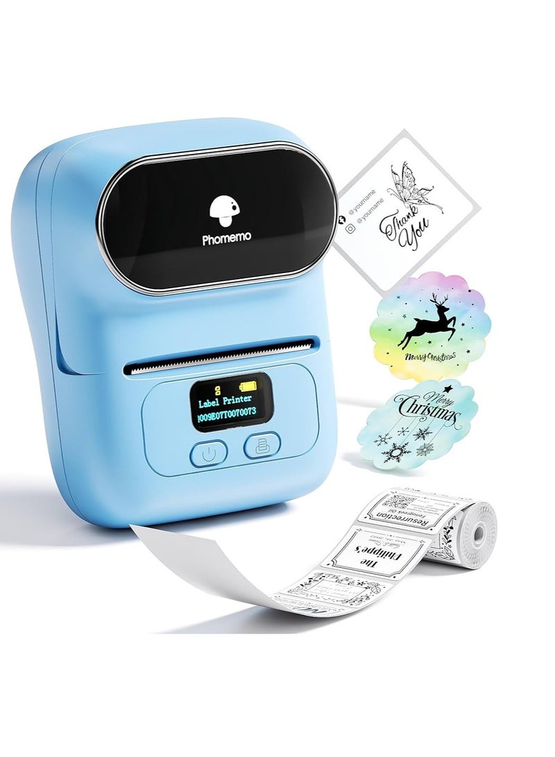 Phomemo M110 Label Machine Thermal Label Printer with Wireless Portable Label Maker Machine for Barcode Self-adhesive Printer Blue