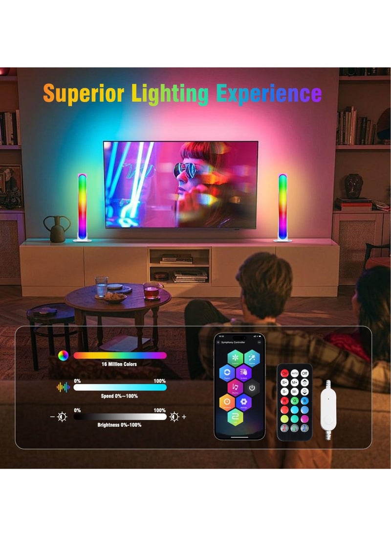 LED Gaming Light Bar(2PCS), Ambient Lighting for TV and Gaming, TV Backlight Gaming Lamp with APP Control/DIY/Timing/Music Sync, Smart RGB Flow Light Bar for TV, PC, Gaming, Car, Desk, Room