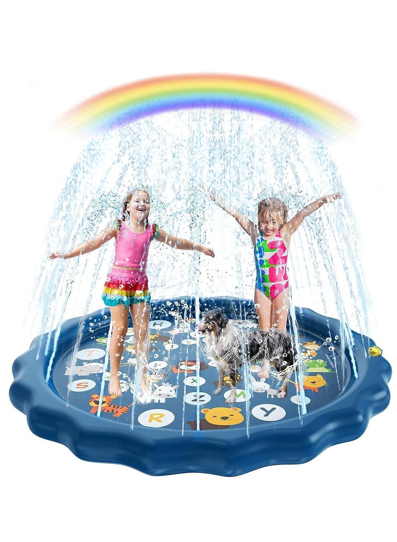 Splash Pad for Toddlers Sprinkler for Kids Water Party Spray Play Mat Baby Wading Pool for Learning Toy Water Pad “from A to Z” Outdoor Swimming Pool for Babies and Toddlers