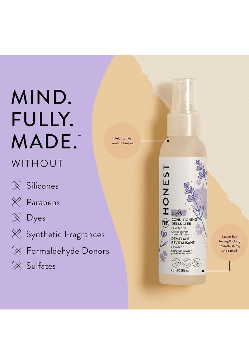 The Honest Company Conditioning Hair Detangler | Leave-in Conditioner + Fortifying Spray | Tear-free, Cruelty-Free, Hypoallergenic | Lavender Calm, 4 fl oz