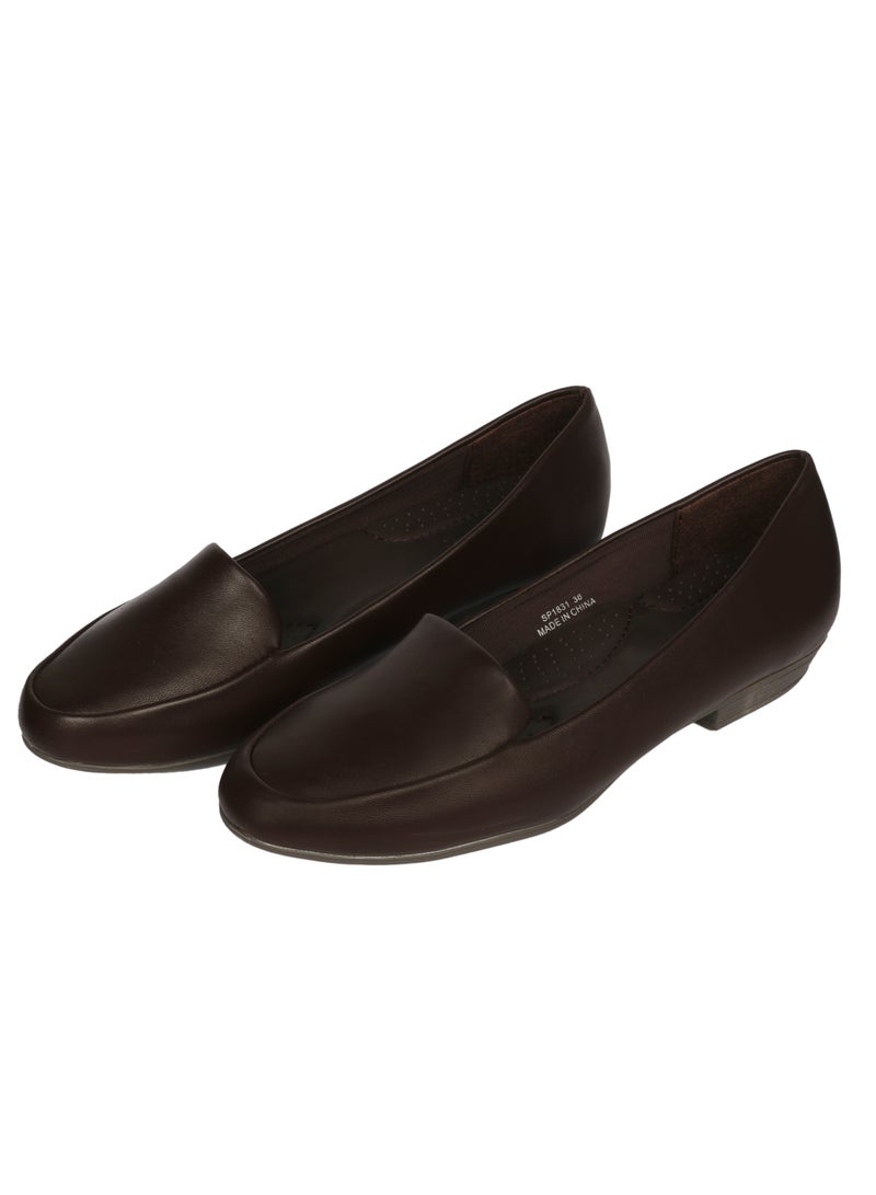 Ladies Flat Shoes Dark Brown