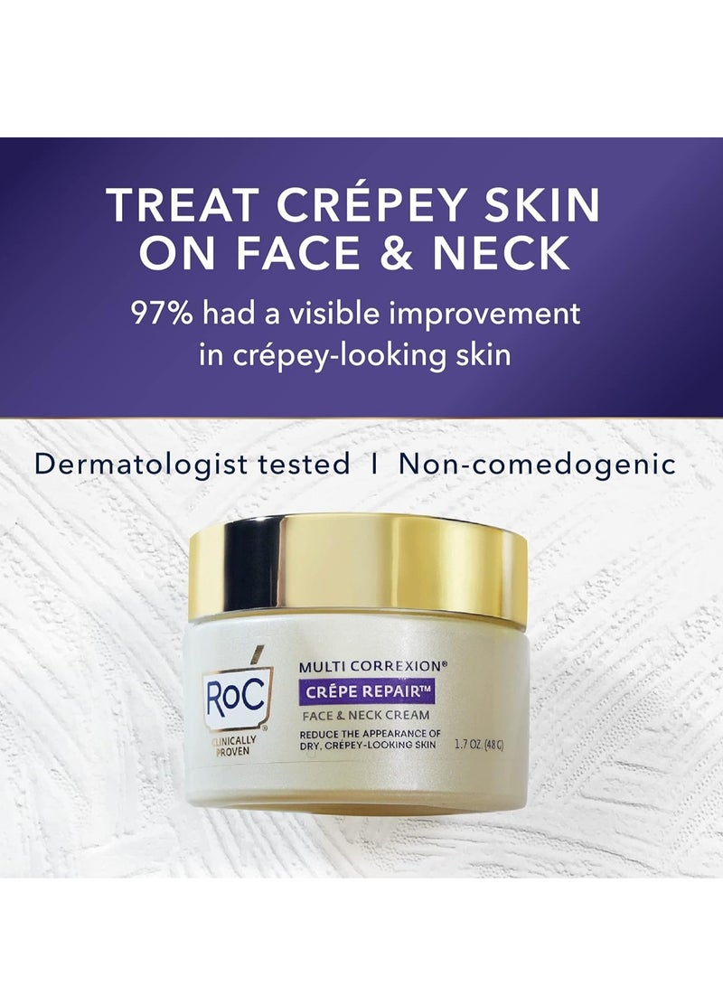 RoC Crepe Repair Anti Aging Daily Face Moisturizer & Neck Firming Cream (1.7 oz) + RoC Retinol Wrinkle Smoothing Capsules (7 CT), Skin Care Routine for Women and Men