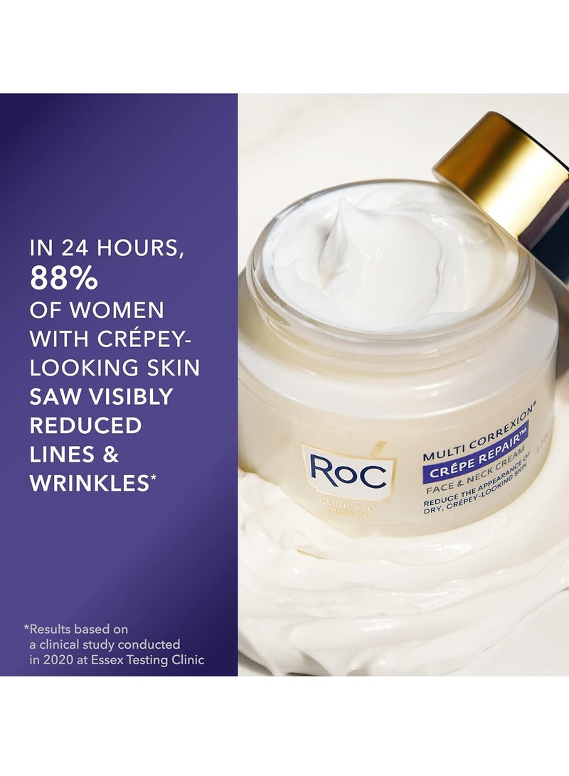 RoC Crepe Repair Anti Aging Daily Face Moisturizer & Neck Firming Cream (1.7 oz) + RoC Retinol Wrinkle Smoothing Capsules (7 CT), Skin Care Routine for Women and Men