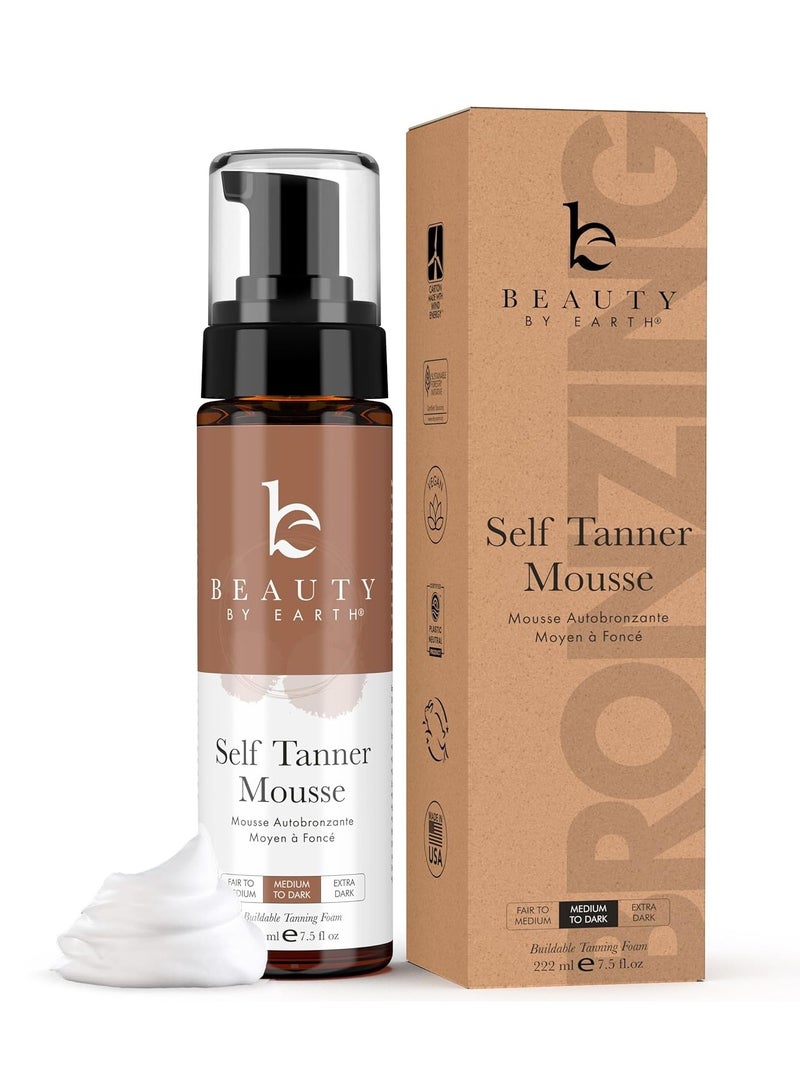 Self Tanner Mousse - USA Made with Natural & Organic Ingredients, Self Tanning Mousse for Dark Fake Tan, Sunless Tanner, Clear & Non Toxic Tanning Foam for Streak Free Finish, No Nasty Smell