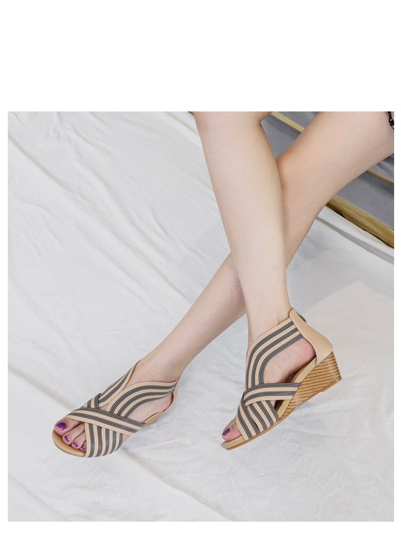 Slope Heel Sandals For Women, Summer Fashion For Women, Fish Mouth Roman Sandals For Women