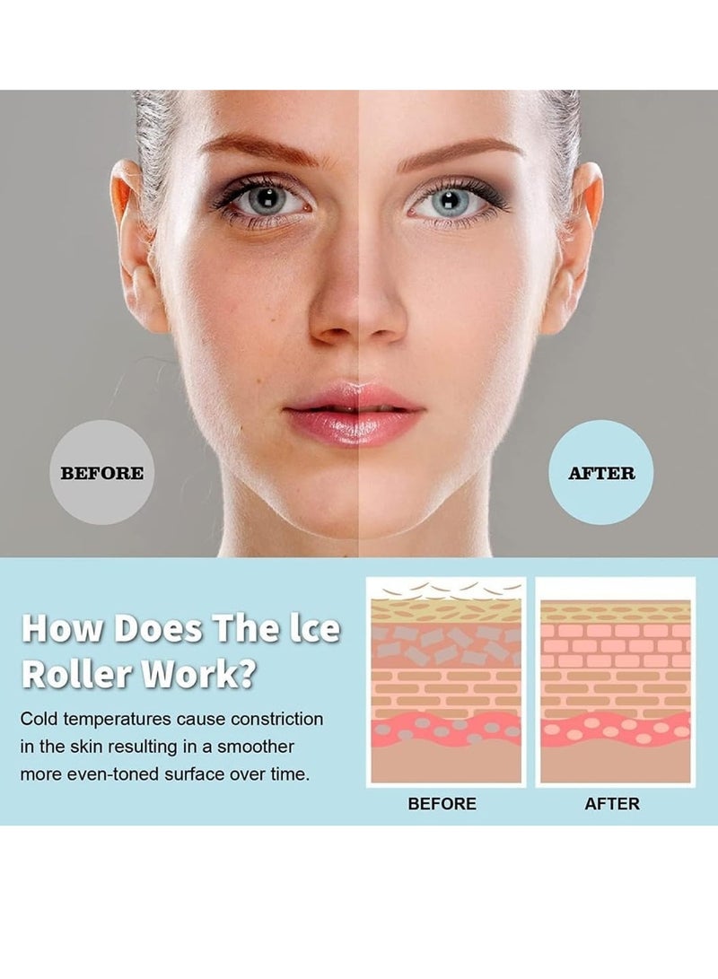 2 in 1 Ice Roller for Face Eye Face Massager Roller for Eye Puffiness Reduces Wrinkles Relief Migraine and Minor Injury Cold Facial Skin Care Tools Ice Roller for Face and Body