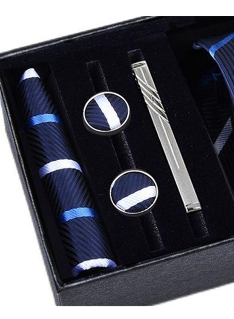 5 Pcs Men's Tie Square Scarf Cufflinks Tie Clip Business Men's Trendy Suit
