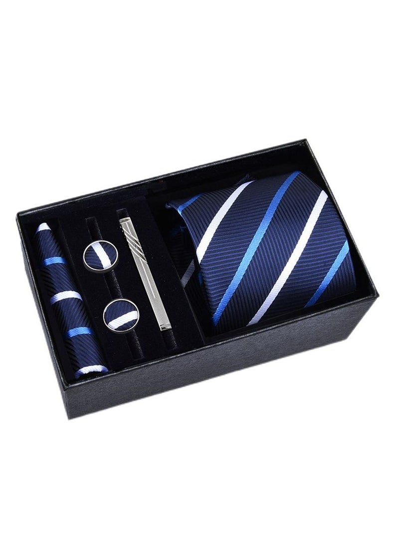 5 Pcs Men's Tie Square Scarf Cufflinks Tie Clip Business Men's Trendy Suit