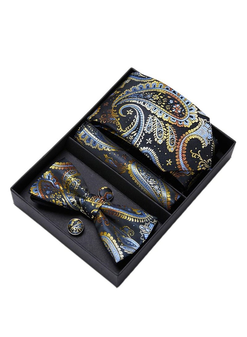 5 pcs high-end tie for men business professional formal tie bow tie cufflinks square scarf fashion accessories gift box