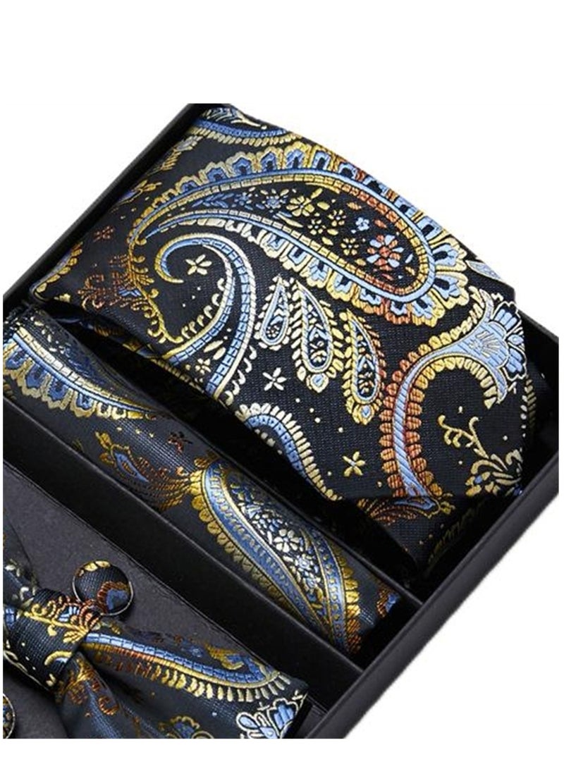 5 pcs high-end tie for men business professional formal tie bow tie cufflinks square scarf fashion accessories gift box