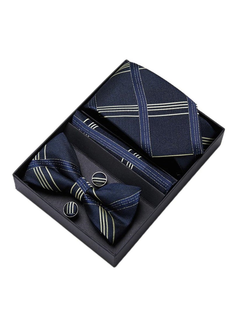 5 pcs high-end tie for men business professional formal tie bow tie cufflinks square scarf fashion accessories gift box