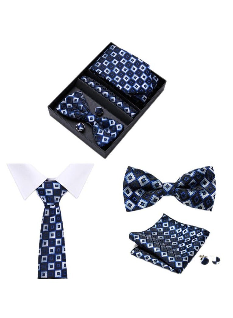 5 pcs high-end tie for men business professional formal tie bow tie cufflinks square scarf fashion accessories gift box