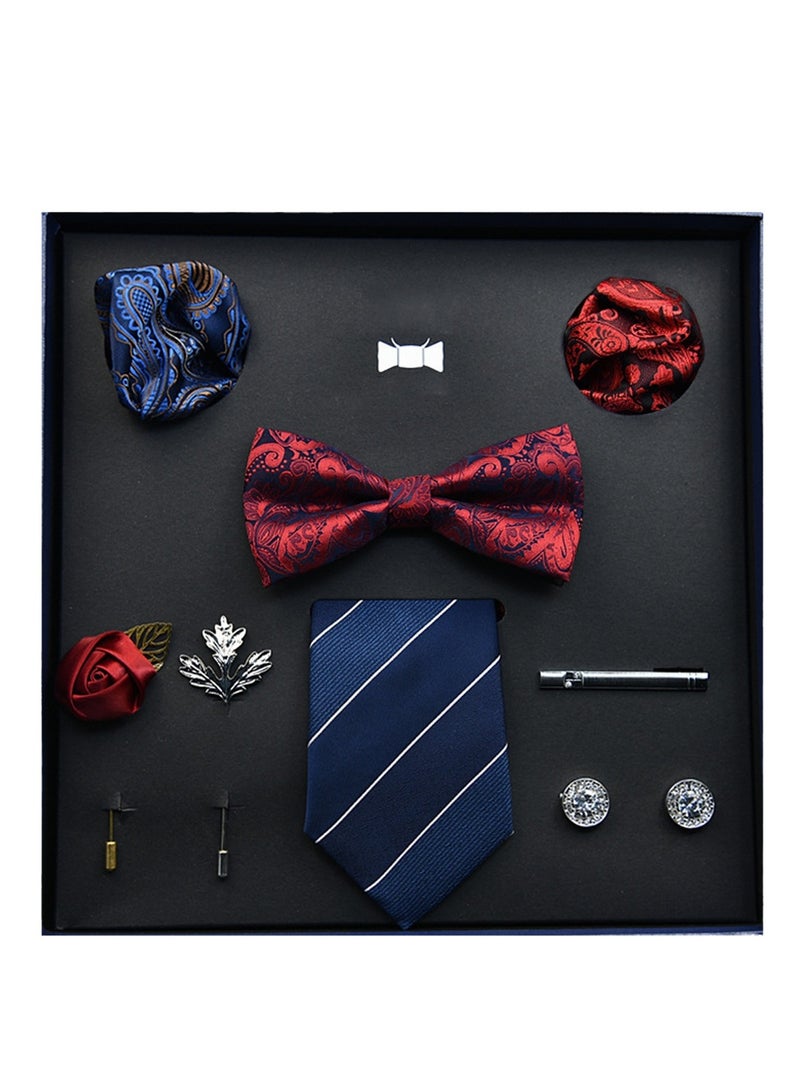 8 pcs high-end tie men's business professional formal tie bow tie cufflinks fashion accessories gift box