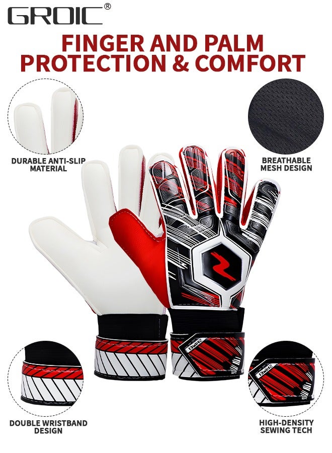 Soccer Goalie Goalkeeper Gloves, Football Gloves with Strong Grips Palms, Anti-Slip Sports Protective Equipment, High Non-Slip Grip Flexible Lightweight Receiver Glove Adults Sizes