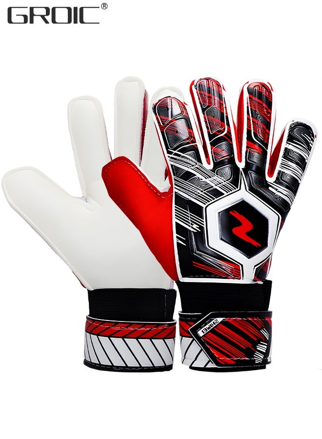 Soccer Goalie Goalkeeper Gloves, Football Gloves with Strong Grips Palms, Anti-Slip Sports Protective Equipment, High Non-Slip Grip Flexible Lightweight Receiver Glove Adults Sizes