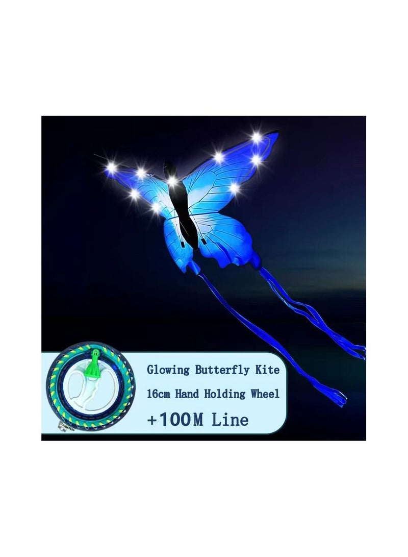 1-Piece Classical LED Lights Butterfly Kite,Outdoor Easy to Fly Kite with Hand Holding Wheel and 100M Line