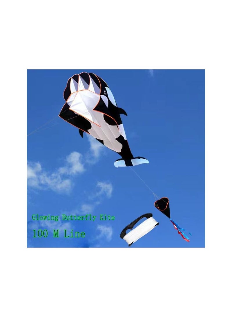 1-Piece Killer Whale Shape Kite,3D Huge Frameless Soft Dolphin Kite,215x120CM Kite with 100M Flying Lines